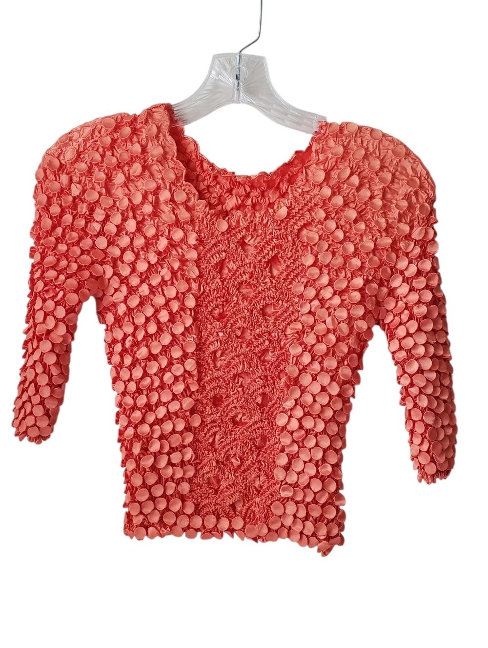 Vintage 80s Orange Popcorn Crinkled Top